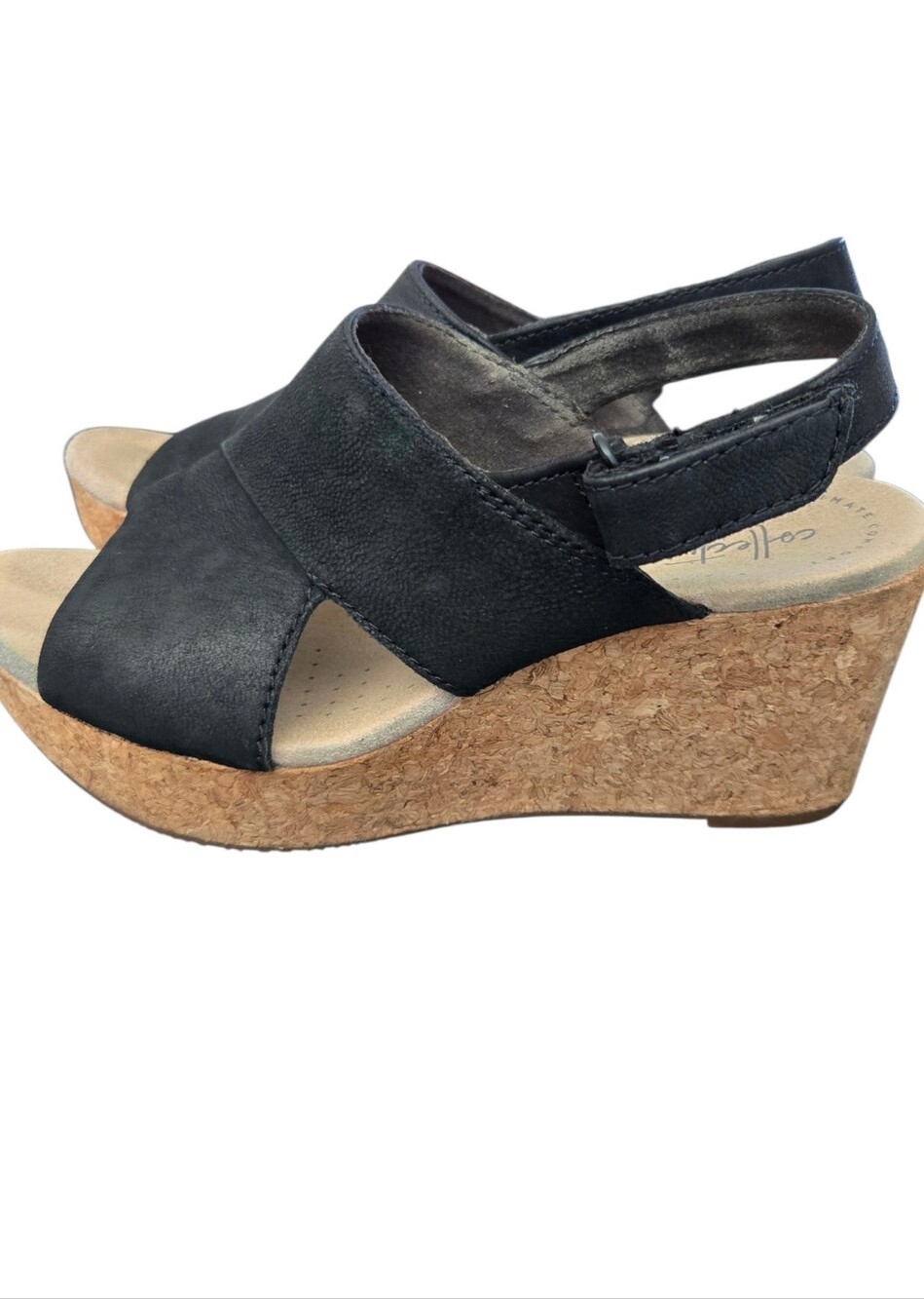Clarks Black Leather Slingback Sandals - Picture 2 of 8